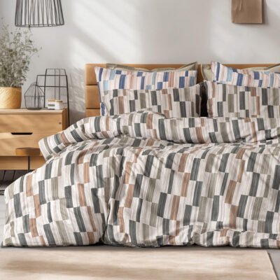 Beauty Home Σετ σεντόνια φανελένια King Size Pinot Art 12632 270x260 Μπεζ,Πράσινο