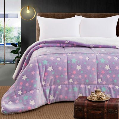 Beauty Home Κουβερτοπάπλωμα μονό φωσφοριζέ Glow Art 6273 160x220 Λιλά