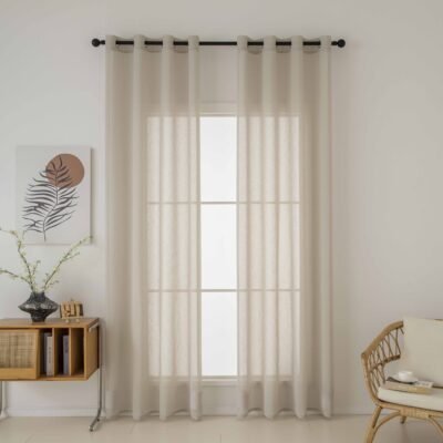 Beauty Home Κουρτίνα γάζα μονόχρωμη με 8 μεταλλικούς κρίκους Fit Art 8447 140x270 Μπεζ
