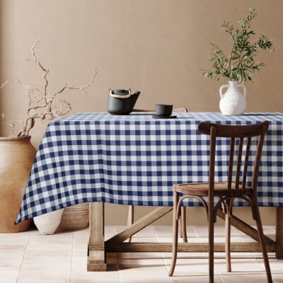 Beauty Home Επαγγελματικό τραπεζομάντηλο Checks Art Ε8033 145x180 Μπλε σκούρο